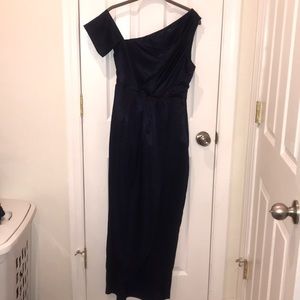 ASOS petite hammered satin one shoulder maxi dress